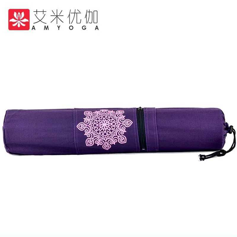 Durable canvas cotton yoga mat handbag easy to load W240906