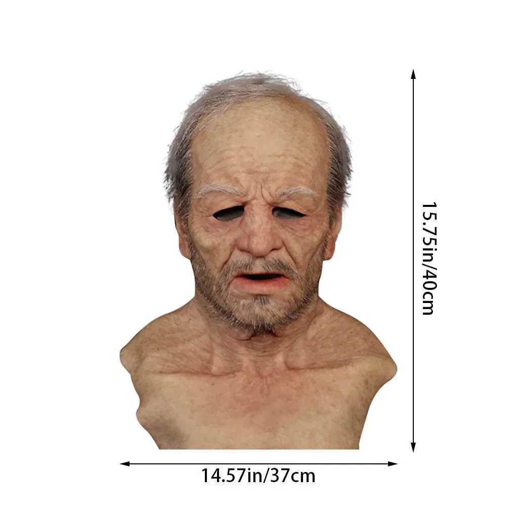 Realistic Elderly Man Mask Wrinkle Full For Head Mask Face Funny Devil Novelty Supplies Halloween Party Cosplay Masquerade PropsXJ240905