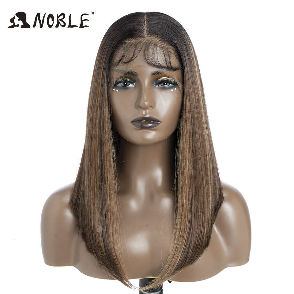 Noble Lace Front 13X7 Straight Baby Hair Synthetic Blonde Ombre Bob For Women Cosplay Wig