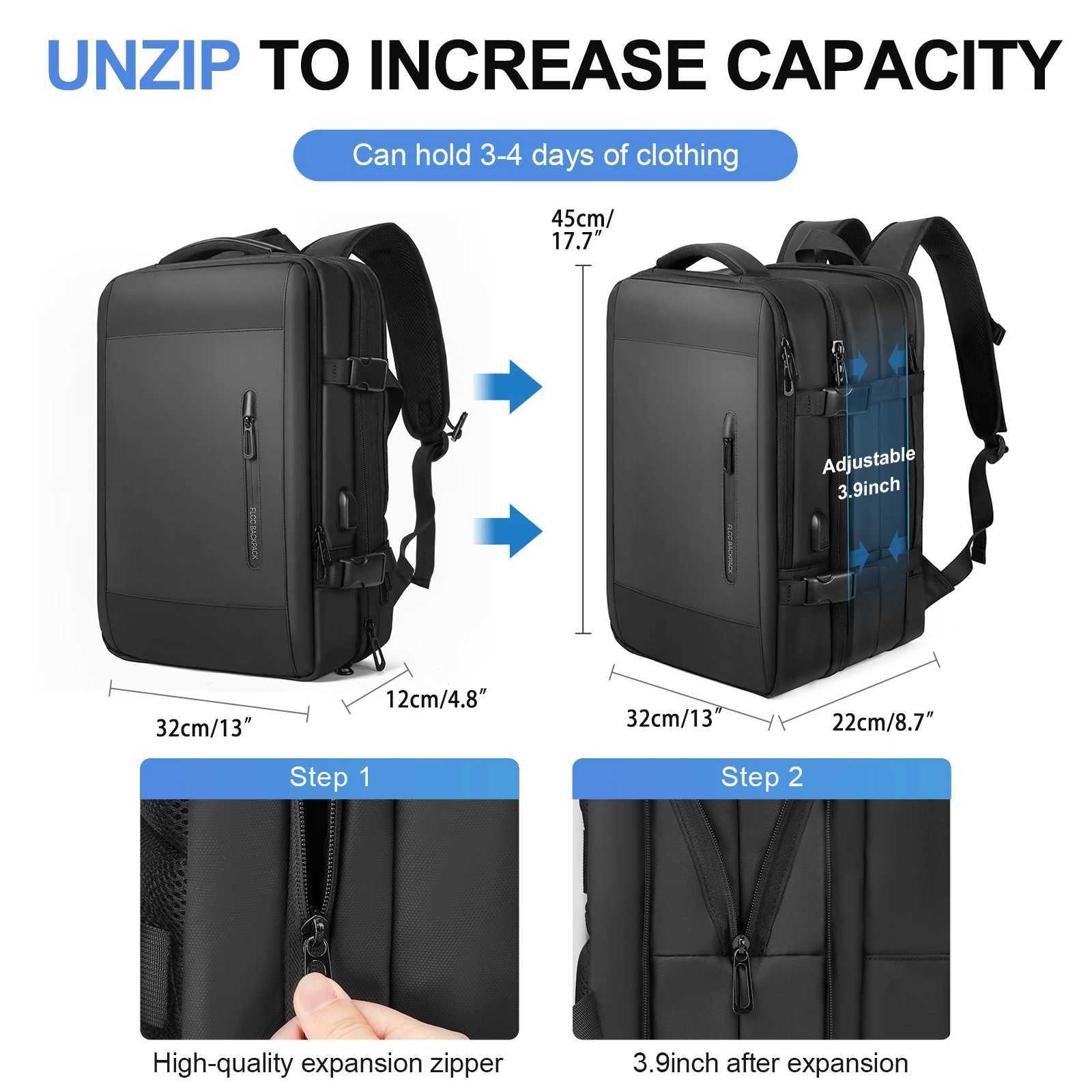 Business Travel Backpack for Men Expandable Water Resistant with Usb Black Laptop 15 6 Inch College Work 240906