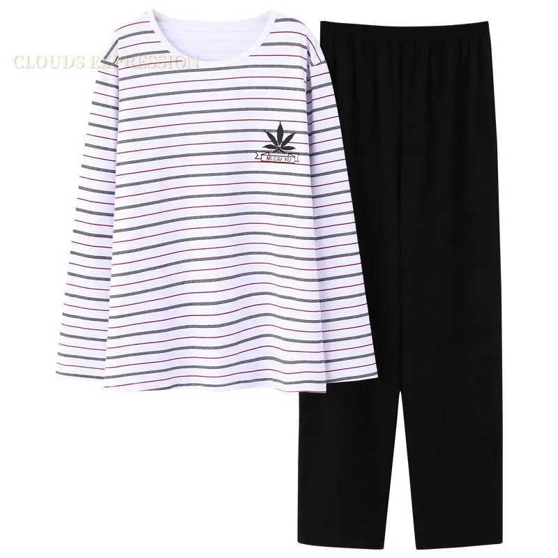 Spring Autumn Plus Size L-4XL PJ Cotton Mens Pajamas Letter Cartoon Pajama Sets Casual Lounge Sleepwear Pyjamas Pijama Homewear Y240906