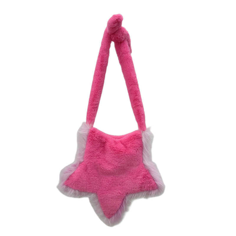 plush bag five pointed star plush bag millennium autumn and winter sweet cool girl niche design y2k casual crossbody bag 240915