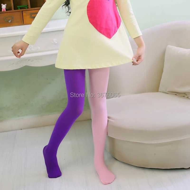 Girls candy color tights for baby kids cute velvet pantyhose contrast Combination color girl spring/autumn warm dance stockings Y240906