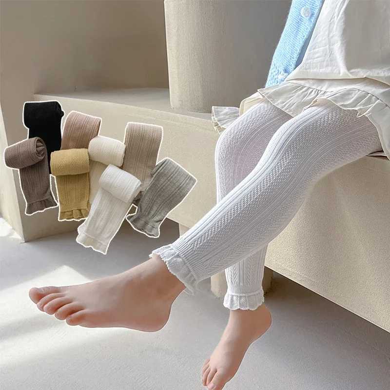 Warm Girls Leggings Solid Color Cotton Baby Leggings Lace Flower Skinny Pants Girl Pants Kids Children Trousers 1-8 Years Y240906