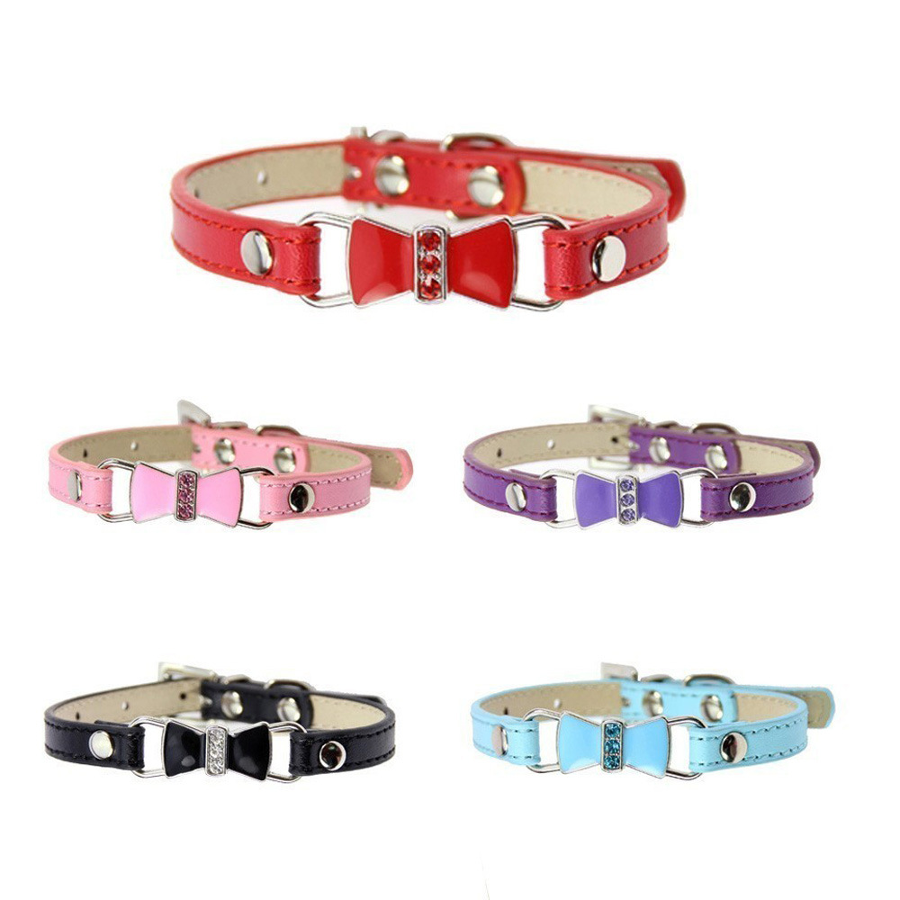 Animal Rescue Donation pet Trendy Oil Drip Diamond Pet Collar Collar Spot Pet Accessories Bow Tie PU Leather Dog Collar