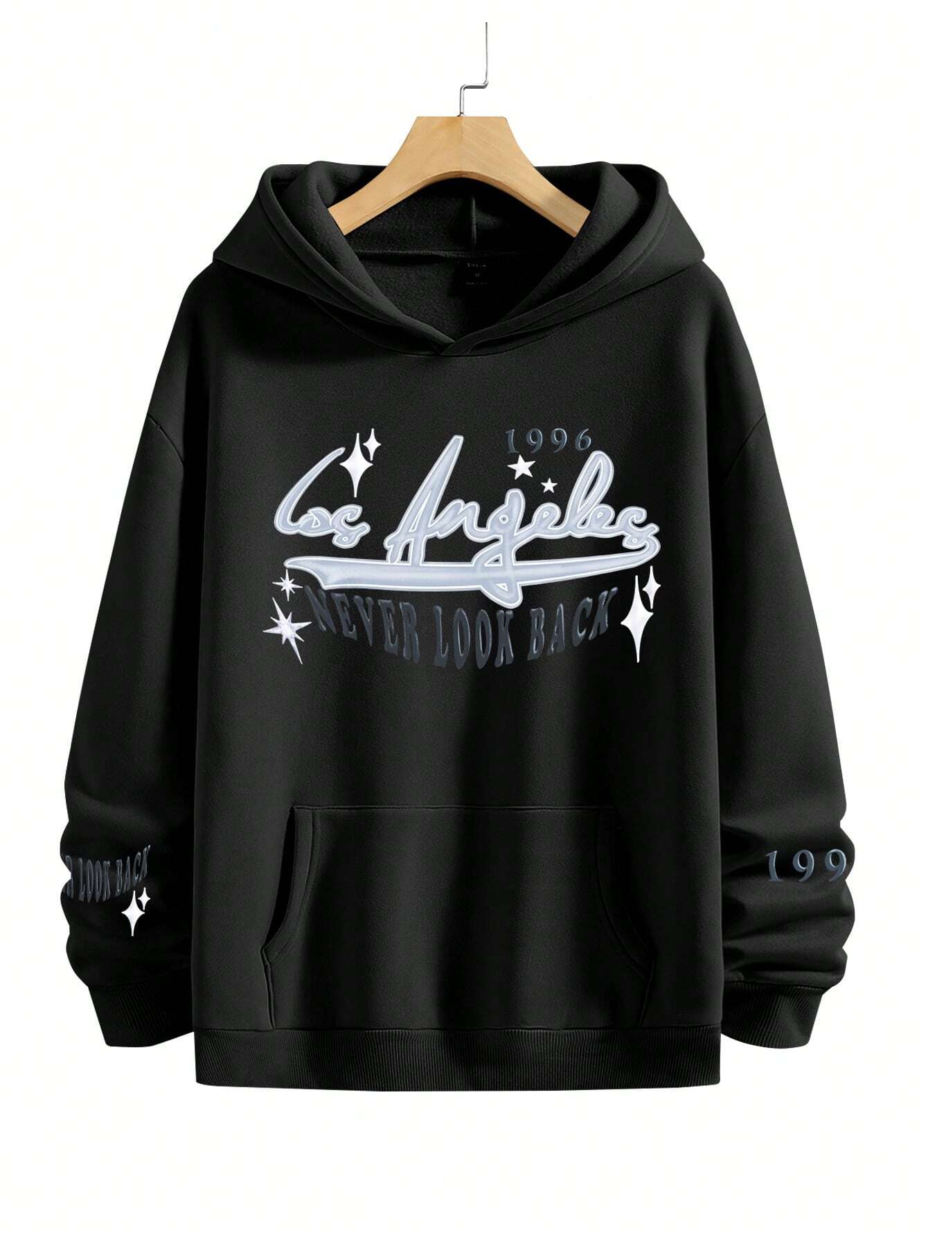 Men's Letter And Star Patterned Long Sleeve Casual Hoodie