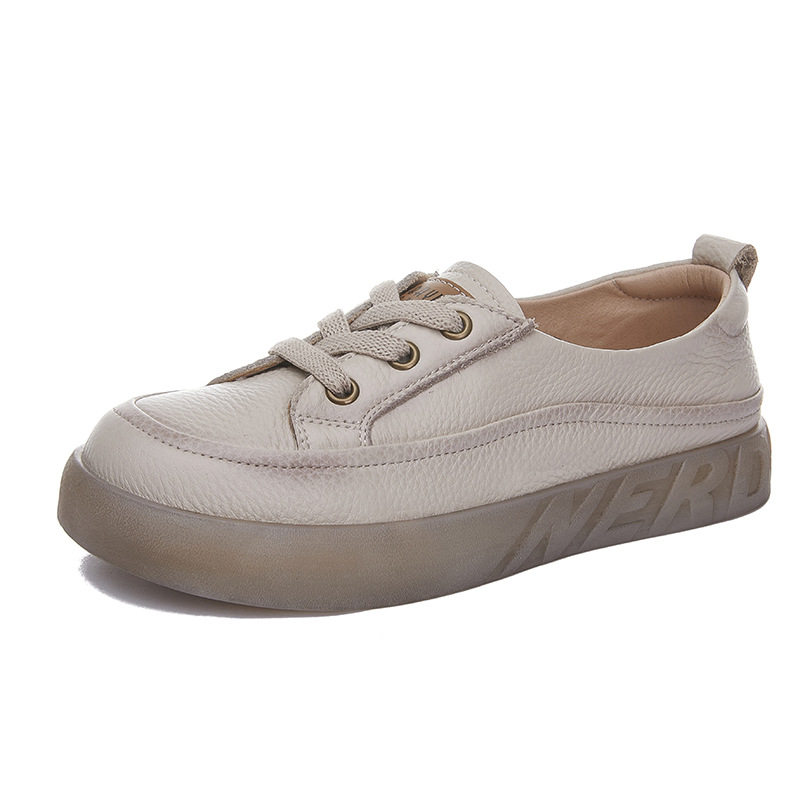 2024 new spring and summer head layer cowhide shallow mouth single shoes female retro leisure thick bottom jelly bottom hollow lazy shoes