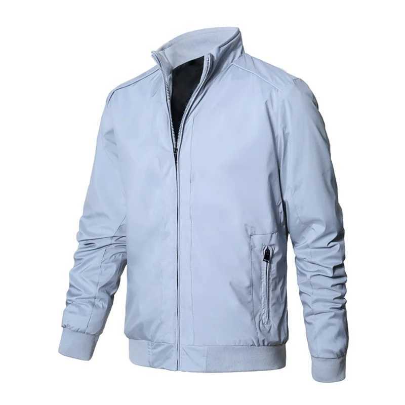 Men Fashion Coat Trendy Casual Dark Blue Zipper Stand Collar Loose Thicken Outwear Solid Color Korean Style Gentlemen Jacket Y240906