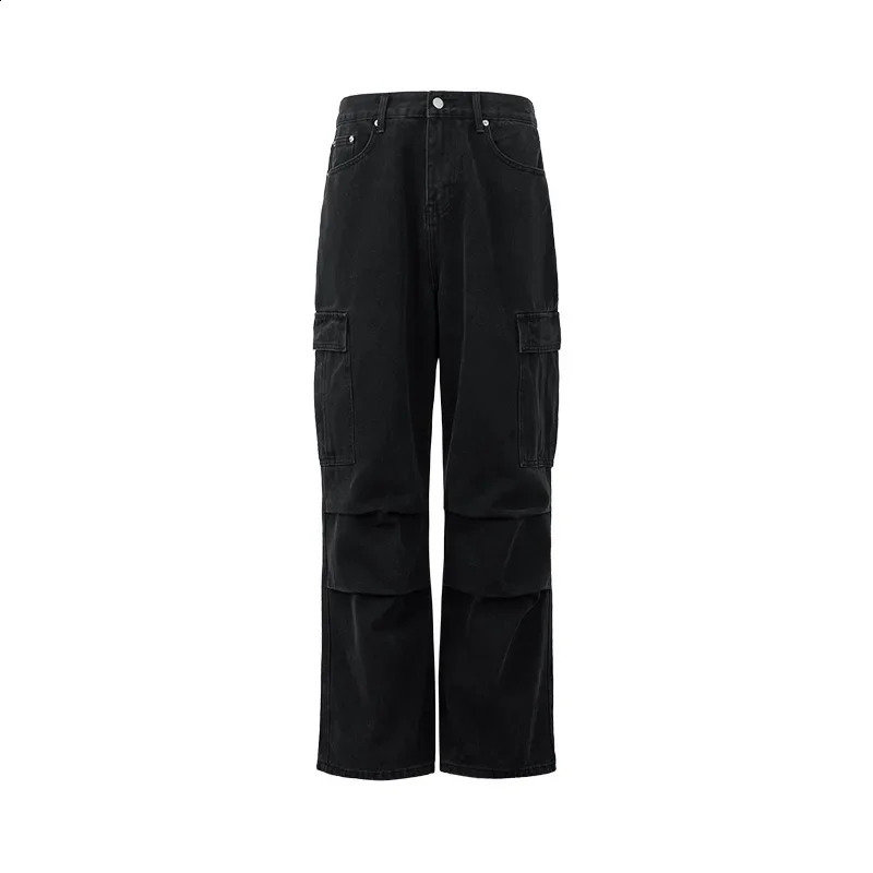 American style mens work pants for autumn and winter washing distressed multiple pockets loose jeans 240905