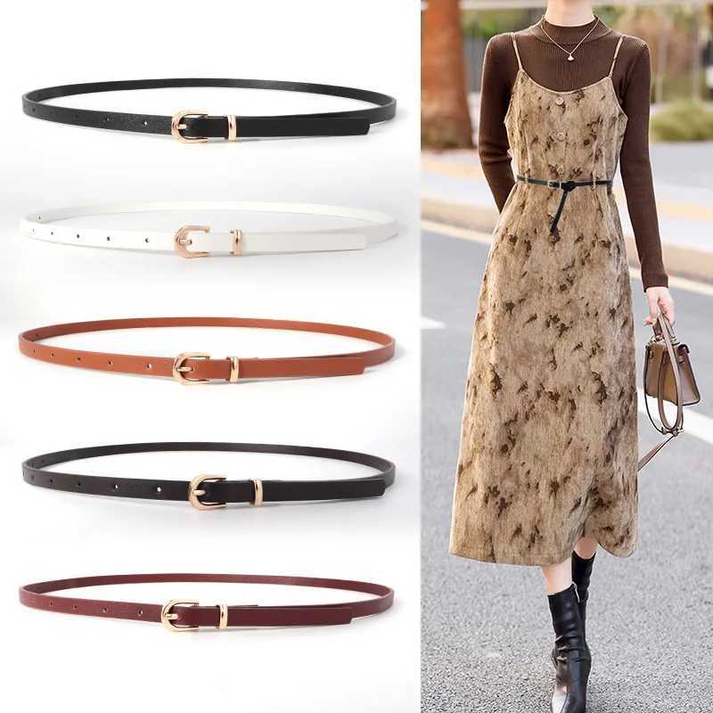 Fashion PU leather womens thin strip monochrome solid color Versatile pin buckle thin strip dress decoration womens design strap W240905