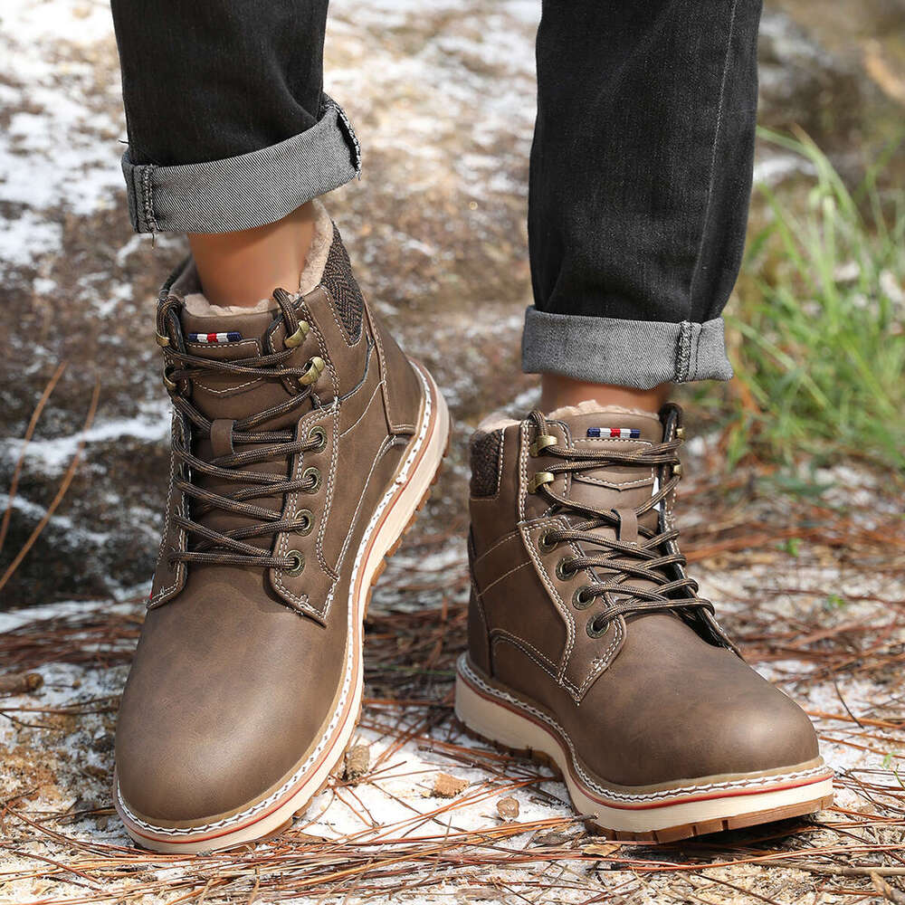 Penicfine Mens Winter Hiking Warm Plus Ing Snow Boots Outdoor Waterproof Non-Slip Trekking Walking Booties 241112