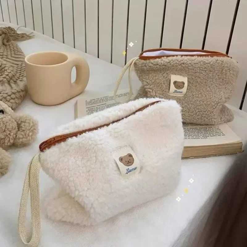 Large Capacity Cute Plush Travel Cosmetics lipstick Storage Bag Womens Makeup Kit Handbag Organizer Wallet Pencil Case Bag W240905