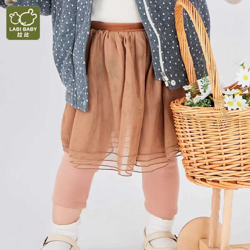 LABI BABY Girls Leggings Lace Skirt Pants for Kids Girl Princess Multi layer Mesh Skirts Autumn Winter Fleece Baby Clothes Y240906
