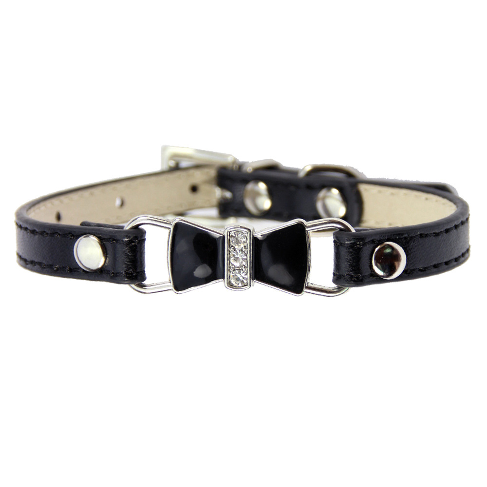 Animal Rescue Donation pet Trendy Oil Drip Diamond Pet Collar Collar Spot Pet Accessories Bow Tie PU Leather Dog Collar