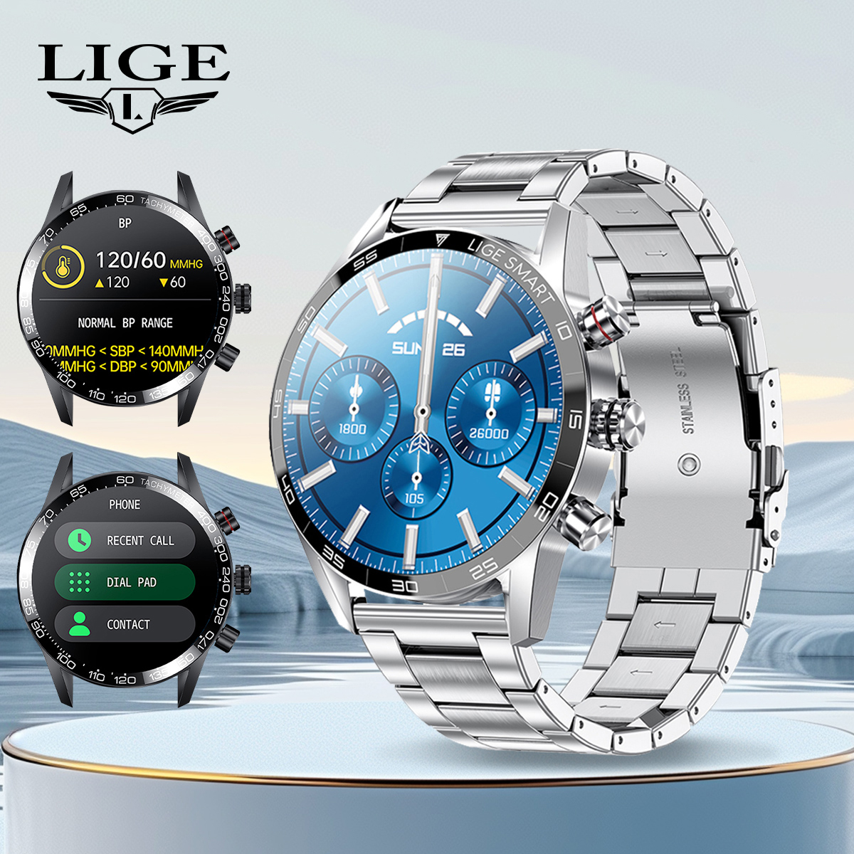 LIGE's new Bluetooth calling smartwatch, waterproof, step counting, multifunctional health monitoring, voice assistant, remote control, camera, w
