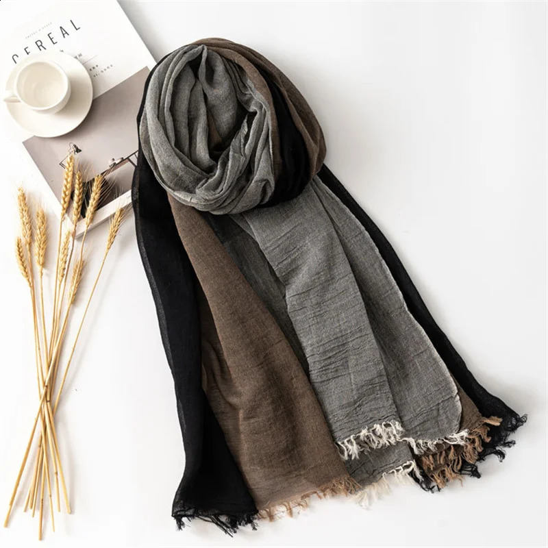 patch work mens scarf cotton linen autumn mens scarf warm collar Pashmina casual mens Bufandas shawl 240906