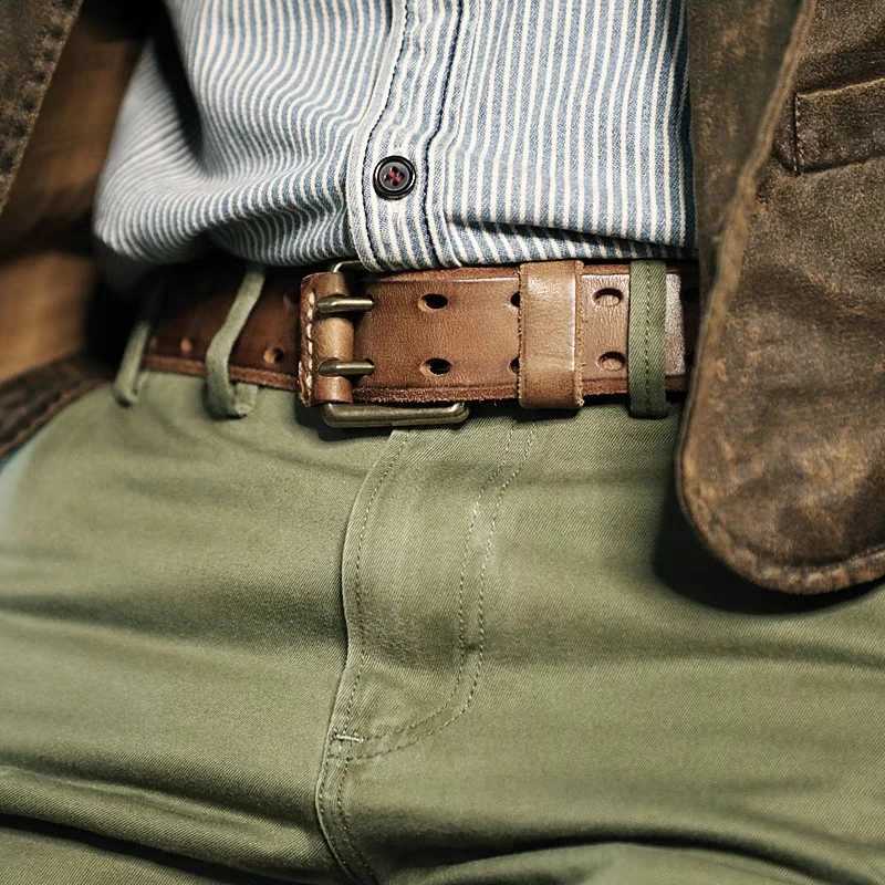 3.8cm mens denim belt mens casual retro luxury double claw pin copper buckle design real belt W240905