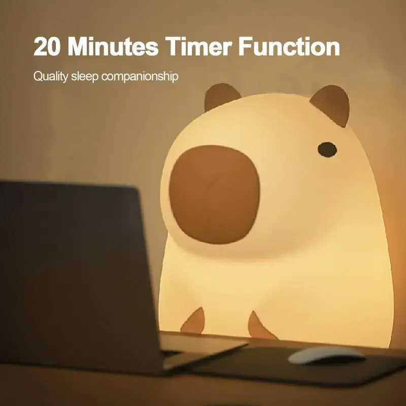 Cute silicone Capybara night light childrens night light gift USB charging animal touch bedside lamp decoration W240816