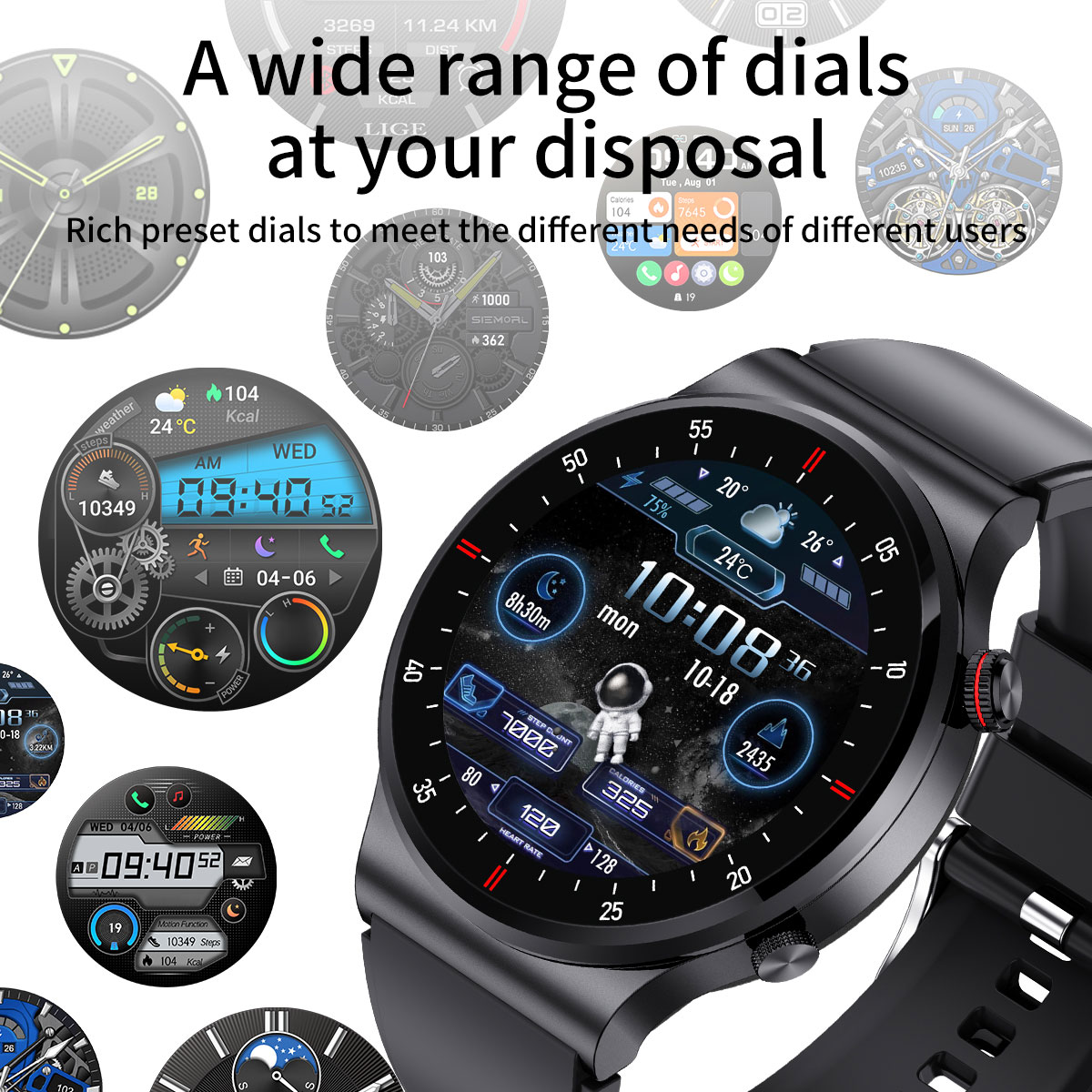 LIGE Smartwatch with Multifunctional Health Monitoring, Music Playback, Remote Camera Control & Bluetooth Call Features for Business Use