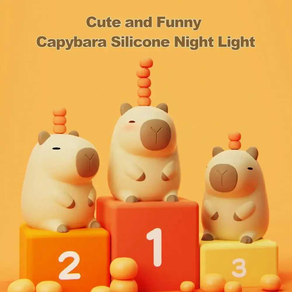 Cute silicone Capybara night light childrens night light gift USB charging animal touch bedside lamp decoration W240816