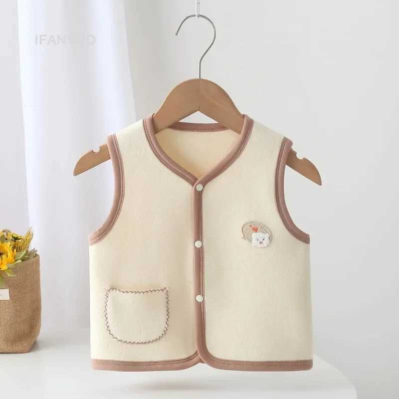 0-3 Years Old Baby Vest Spring and Autumn Newborn Baby Outerwear Velvet Waistcoats Four Season Jacket Childrens Camisole Y240906