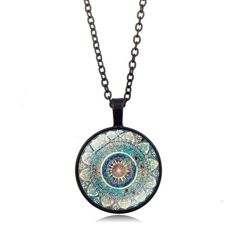 European and American Jewelry Necklaces for Women Birthday Dainty Silver Necklace Christmas Gift Mandala Yoga Time Gemstone Necklace Fashion Pendant N