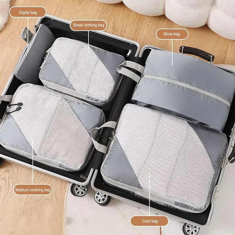 Travel storage bag compressible packaging cube foldable travel suitcase handbag essentials luggage manager 240906