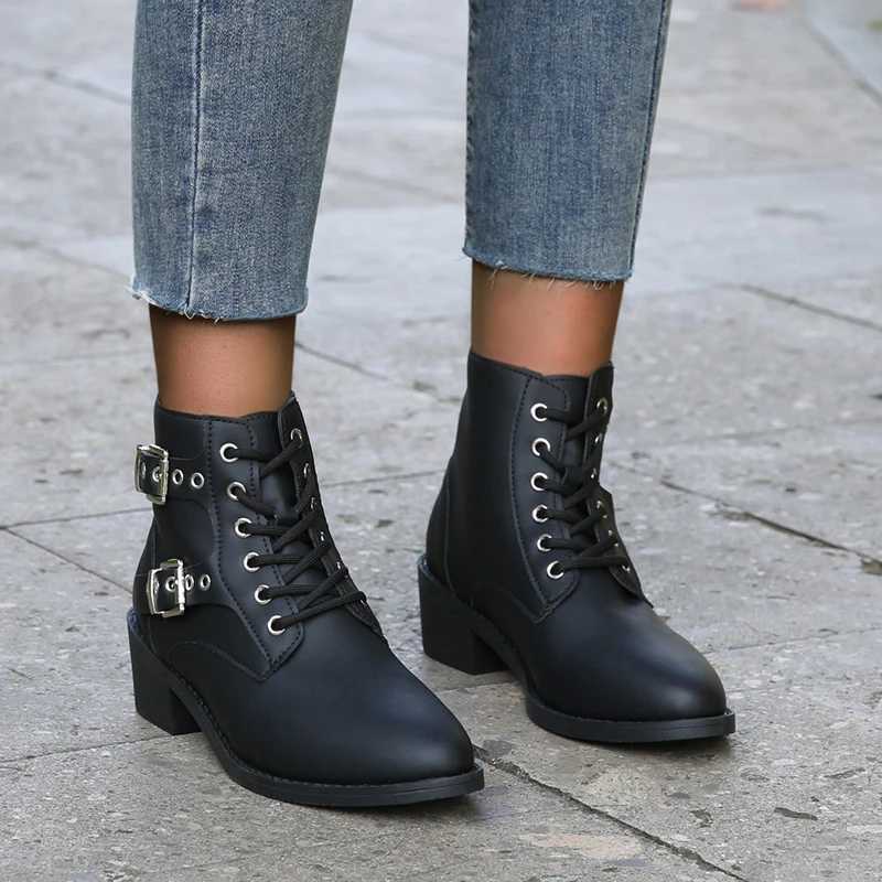 Front lace short round toe multi-color womens leather boots winter PU womens fashion boots size 36-43 Zapatillas unprinted good product CL240906