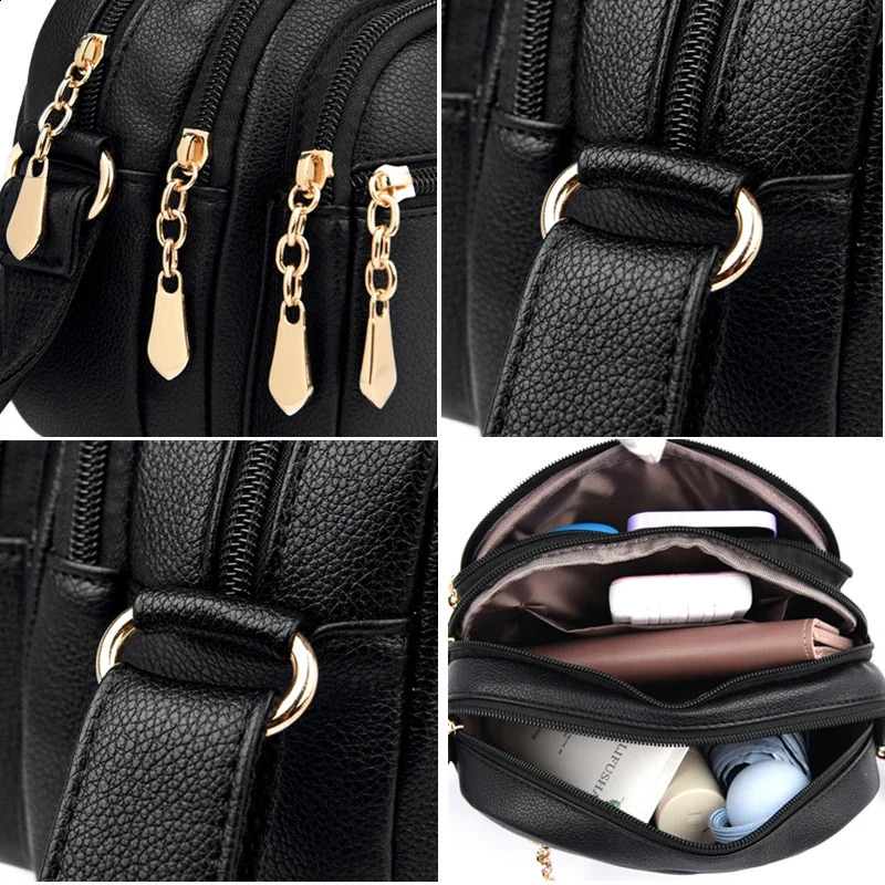 High Quality Soft Leather Purse Fashion Women Shoulder Messenger Bag Multi-pocket Wear-resistant Bag Ladies Handbag Sac 250103