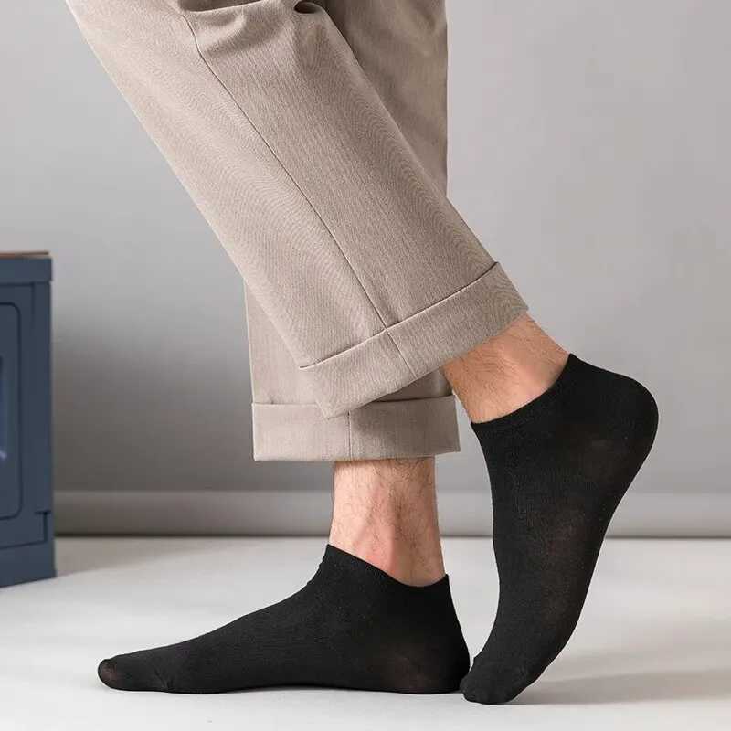 5 pairs of mens boat socks black odor resistant summer thin ankle socks casual breathable low waist socks W240905