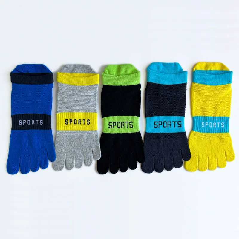1/5 Pairs Men Ankle 5 Finger Socks Mesh Breathable Compression Sweat-Absorbing Shallow Mouth Fitness Hiking Sport Boat Toe Socks Y240906