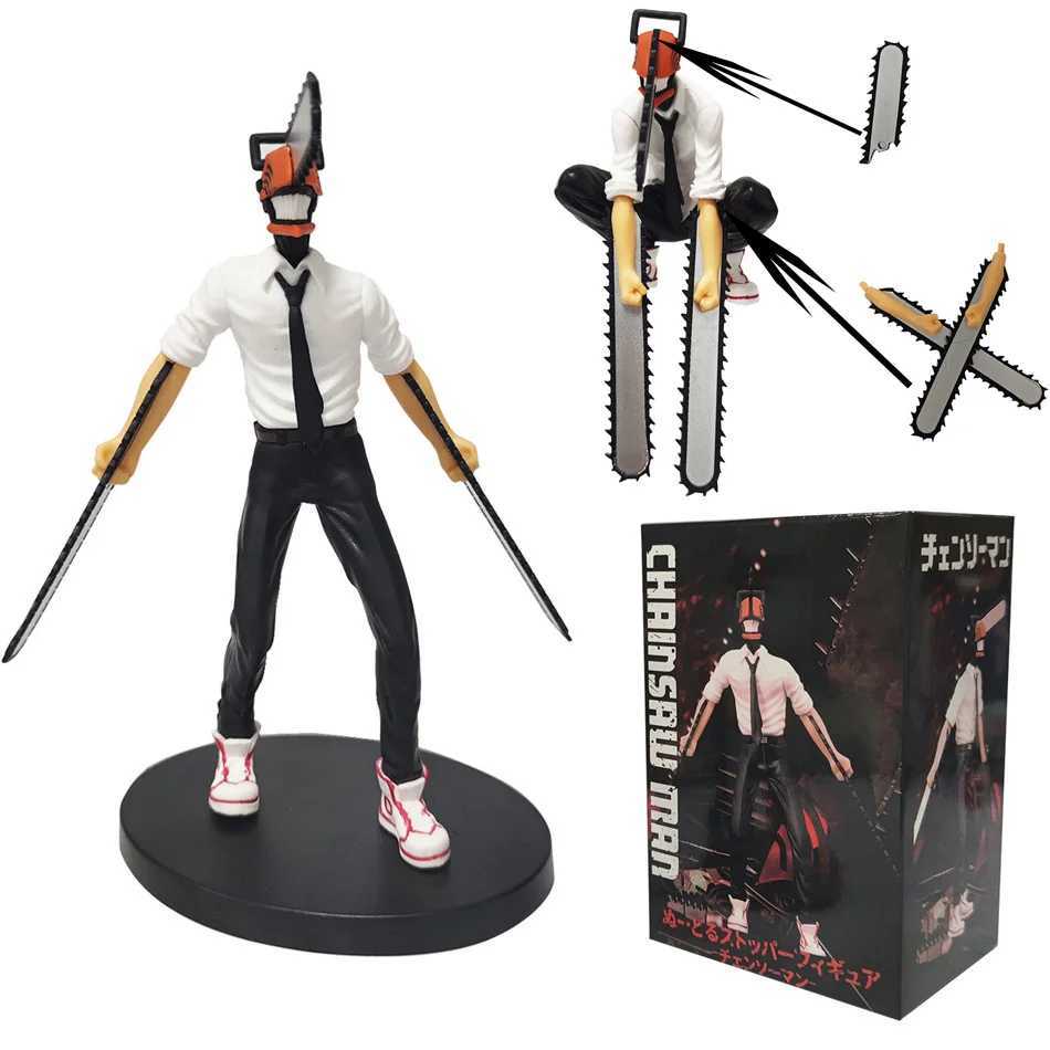 18CM Anime Chain Saw Man Danjitu PVC Chain Saw Helmet Activity Power Makima Model Toy Boy Series Decorative Gift W240905
