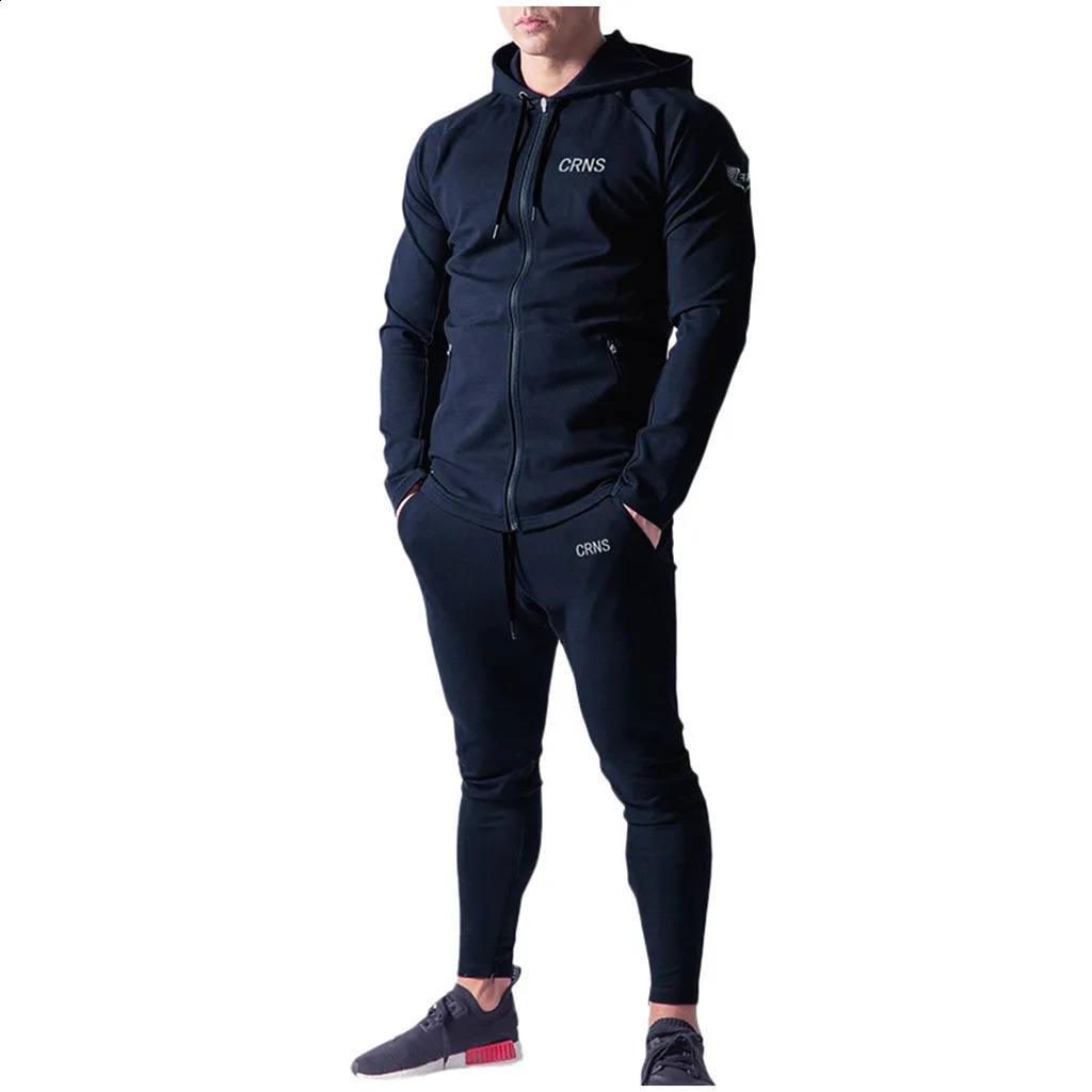 Mens sportswear 2piece hooded sweatshirt and sweatpants jogging set 240903