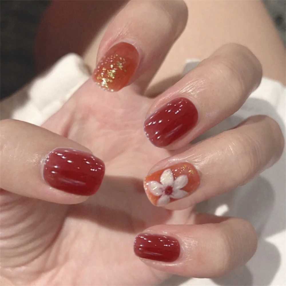 24Pc fake nails with diamond black star and moon pattern design wearable short round/square head fake nails fully covered nail tips W240905