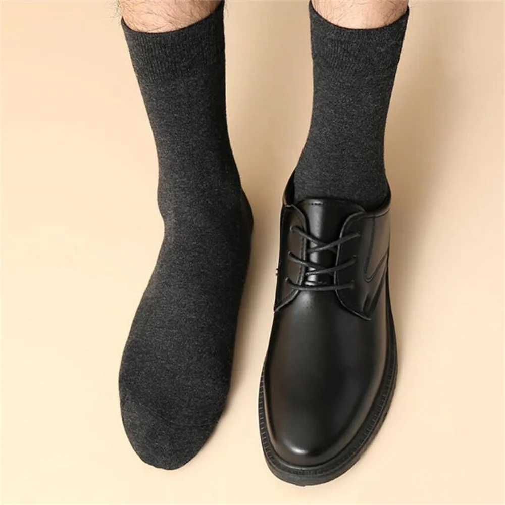 5 pairs/batch of mens business socks long combed cotton autumn warm solid color medium tube mens formal socks size 39-45 W240905