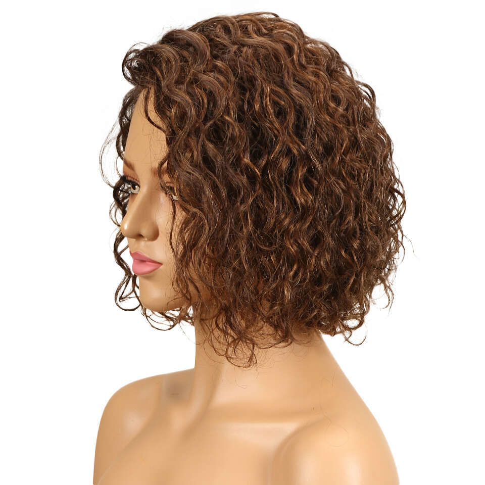 Trueme Hair Colored Water Curly Bob Human Wigs For Women Ombre Blonde Brazilian Deep Wave Lace Part Wig