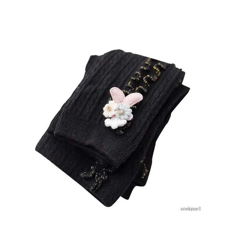 2024 New Baby Girls Leggings Kids Girl Solid Color Pants Knitwear Leggings Slim Autumn Winter Legging Y240906