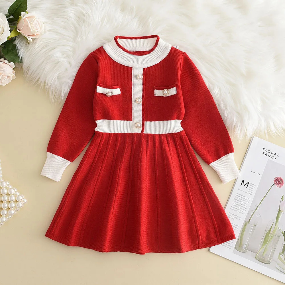 Melario Autumn Winter Girls Sweater Long Sleeve Dress Christmas Party Girl Baby Retro Knitted Wool Dress Casual Vestidos 240902