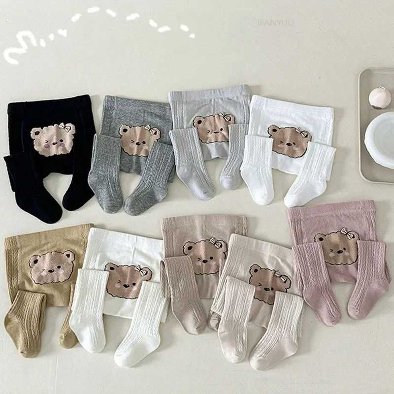 Kids Leggings Clothing Baby Cartoon Bear Head Legging 2024 Autumn New Children Trousers Cute Newborn Infant Girl Sport Pantyhose Y240906