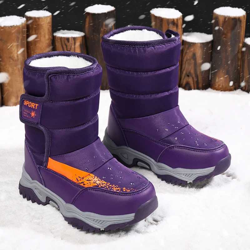 YISHEN Winter Children Shoes Warm Plush Waterproof Non-Slip Snow Boots For Kids Rubber Sole Fashion Outdoor Boys Girls Shoes M240906