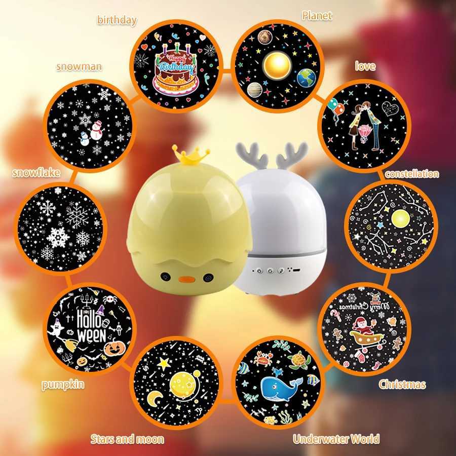 Starry Sky Projector Night Light Rechargeable Project Night Light with Speaker Room Bedlight Home Decoration Childrens Gift W240816