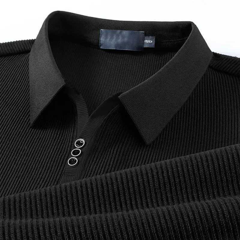 Spring Autumn New Business Casual Buttons Solid Color Long Sleeve Blouse Mens Clothing Temperament Turn-down Collar Polo ShirtsXJ240906
