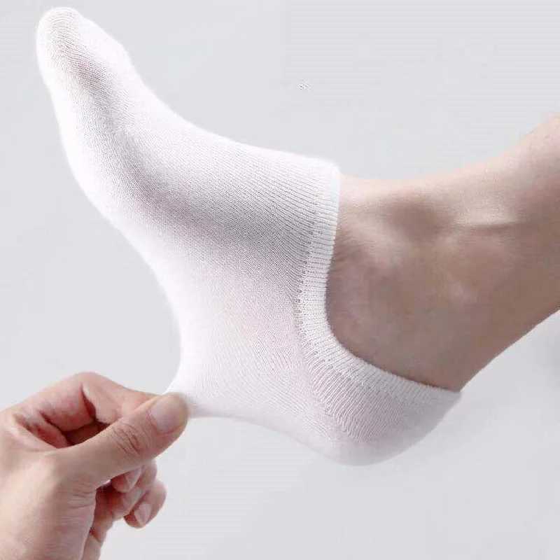 5 Pairs/Lot New Cotton Men Invisible Socks Men Sock Slippers Silicone Soft Breathable Sweat absorpt Anti-skid Solid Summer Socks Y240906