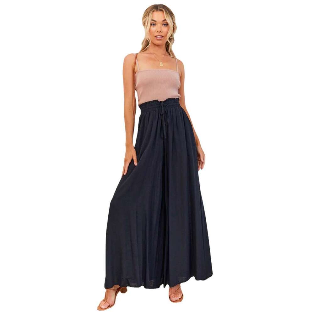 Summer New Women's Elastic Belt Wide Leg High Waist Long Dress Pants for Women