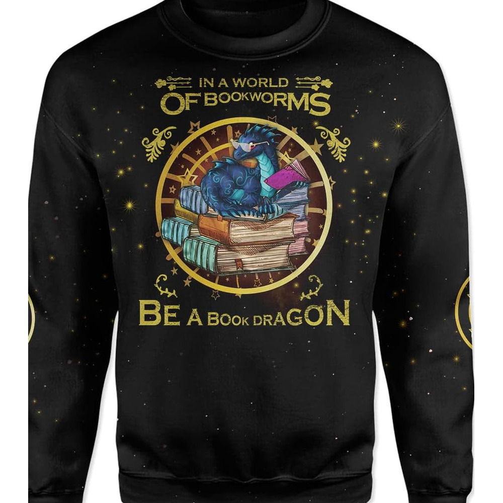 Long Sleeve Shirts For Men Sweatshirt In A World Of Bookworms, Slv Shirt, 2D Cotton T-Shirts Mn And Womn Free shipping