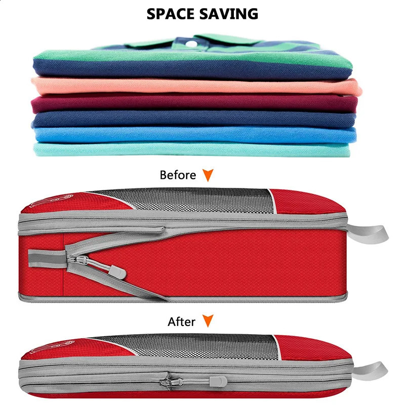 36 compressed cube travel storage organizer set with shoe bag mesh visual luggage portable lightweight suitcase 240906