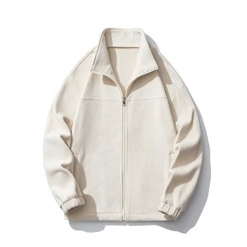 2023 Autumn/Winter Mens New Grain Fleece Jacket Mens Casual Standing Collar Windproof Sweater Jacket Y240906
