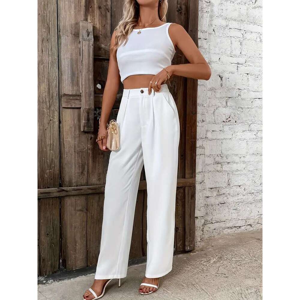 2024 Women's Fashion New High Waist Wide Straight Leg Casual Pants