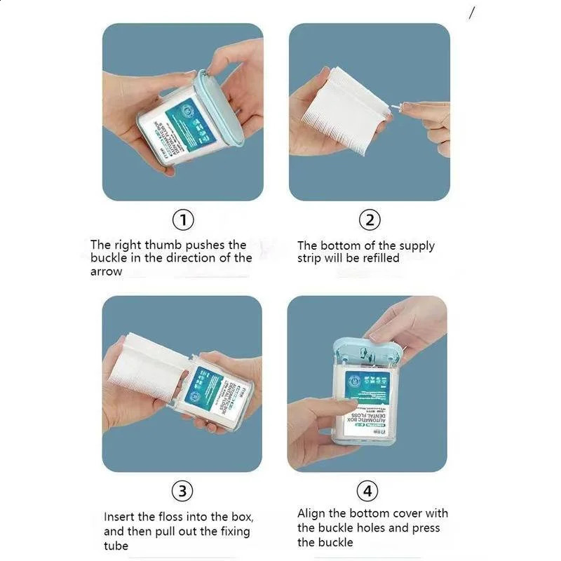 Floss Pick Dental Floss Picks Pop-Up Automatic Flosser Dispenser Sturdy Safe Container Flossers Toothpicks Container Storage 240905