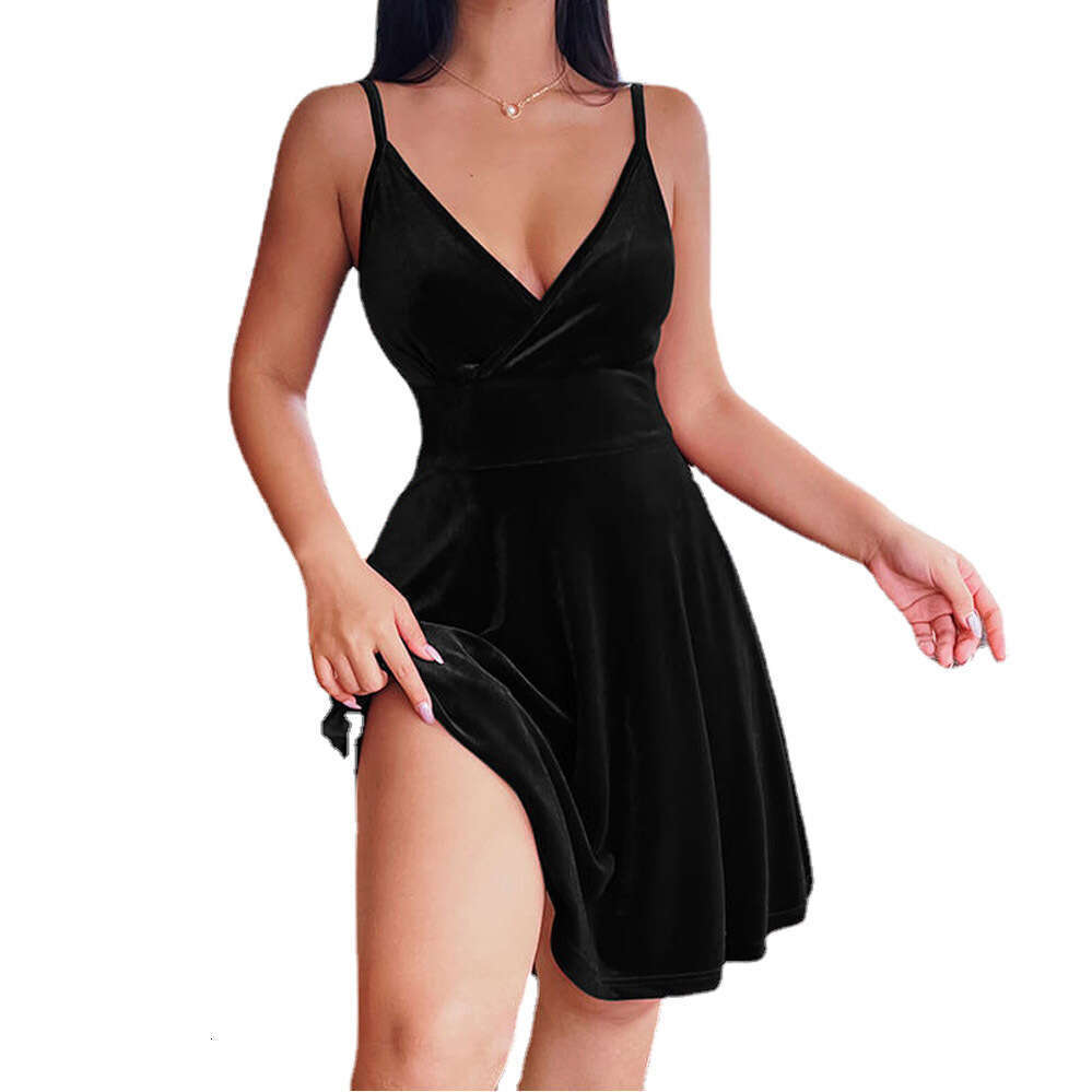2023 Spring/Summer New Season Sexy High Waist Low Cut V-Neck Short Skirt Temperament Fashion Evening Elegant Ladies Dress